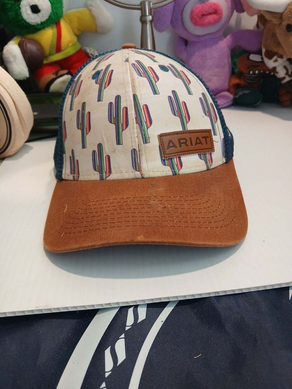 Ariat Trucker Hat Snapback Cactus Print Brown Blue